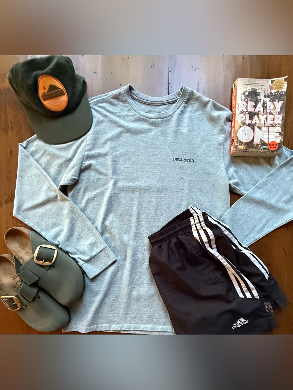 Patagonia Heather Gray Long Sleeve Crew Tee